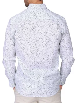 Chemise en coton blanche à motifs avec une coupe droite et un col à revers