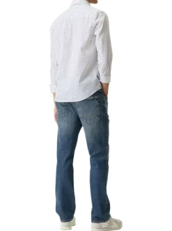 Chemise en coton blanche à motifs imprimés avec une coupe droite