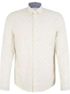Chemise en coton blanche à motifs imprimés, coupe Regular Fit et col français