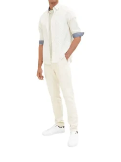 Chemise en coton blanche à motifs imprimés, coupe Regular Fit et col français