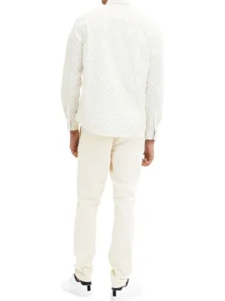Chemise en coton blanche à motifs imprimés, coupe Regular Fit et col français