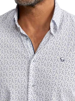 Chemise en coton blanche à motifs pourvue d'une coupe slim et d'un col français