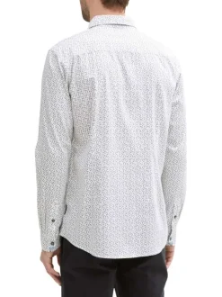 Chemise en coton blanche à petits imprimés avec une coupe ajustée