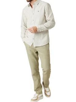 Chemise en coton blanche à rayures pourvue d'un col français
