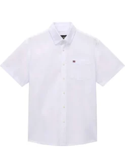 Chemise en coton blanche unie avec un col français et des boutons
