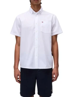 Chemise en coton blanche unie avec un col français et des boutons