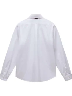 Chemise en coton blanche unie avec une coupe ajustée, col français et logo brodé