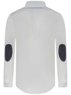 Chemise en coton blanche unie avec une coupe droite et un col américain