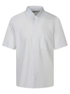 Chemise en coton blanche unie avec une coupe droite et un col américain