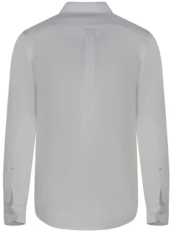Chemise en coton blanche unie avec une coupe droite et un col américain