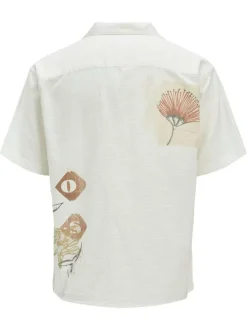 Chemise en coton blanche unie avec une coupe droite et un col français