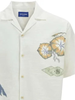 Chemise en coton blanche unie avec une coupe droite et un col français