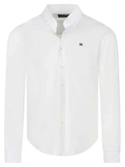 Chemise en coton blanche unie avec une coupe regular fit et le logo brodé