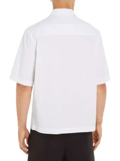 Chemise en coton blanche unie avec une coupe relaxed et un col français