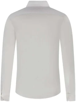 Chemise en coton blanche unie avec une coupe slim et logo brodé sur la poitrine