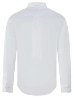 Chemise en coton blanche unie à col américain avec une poche plaquée