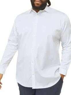 Chemise en coton blanche unie à coupe loose avec col italien et manches longues