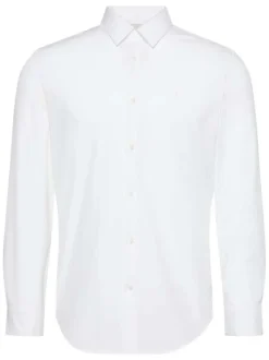 Chemise en coton blanche unie à coupe regular fit fermée par des boutons