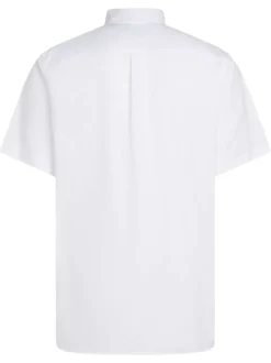 Chemise en coton blanche unie droite à col français à manches courtes
