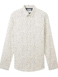 Chemise en coton blanc imprimé avec une coupe regular fit col français