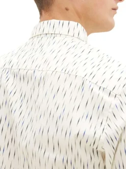 Chemise en coton blanc imprimé avec une coupe regular fit col français