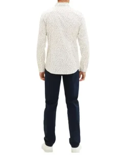 Chemise en coton blanc imprimé avec une coupe regular fit col français