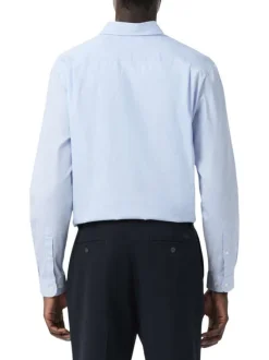Chemise en coton bleu clair à coupe droite ornée d'un motif à carreaux