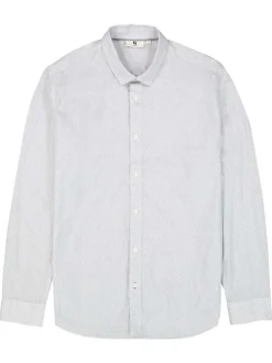 Chemise en coton bleue avec fermeture boutonnée et motif géométrique