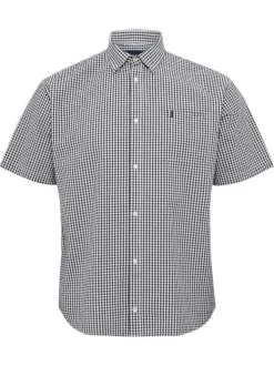 Chemise en coton bleue avec un imprimé vichy et une coupe regular fit