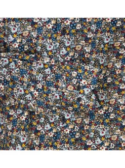 Chemise en coton bleue fleurie avec une coupe droite et un col américain