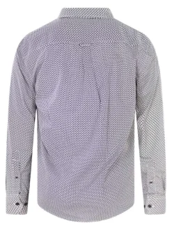 Chemise en coton bleue marine à minis motifs avec un col américain