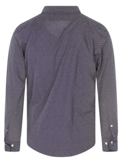 Chemise en coton bleue marine à minis pois avec une coupe slim
