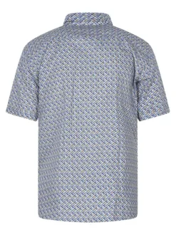 Chemise en coton bleue à minis motifs géométriques avec une coupe regular fit