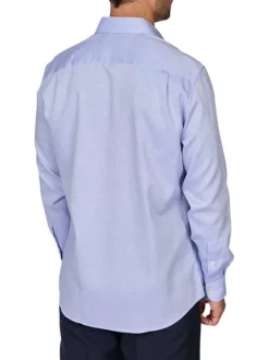 Chemise en coton bleue à minis motifs rectilignes et à coupe regular fit