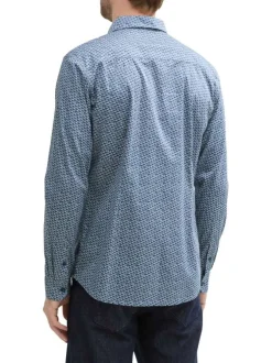 Chemise en coton bleue à petits imprimés avec une coupe ajustée