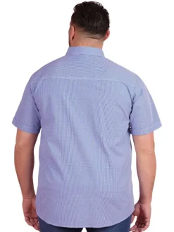 Chemise en coton bleue vichy pourvue d'une coupe droite et d'un col américain