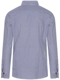 Chemise en coton bleu marine avec un imprimé géométrique et une coupe ajustée