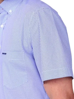 Chemise en coton bleu à motifs géométriques avec une coupe droite