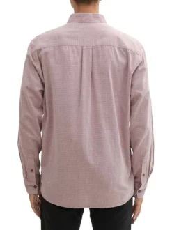 Chemise en coton bordeaux unie avec une coupe droite à col français