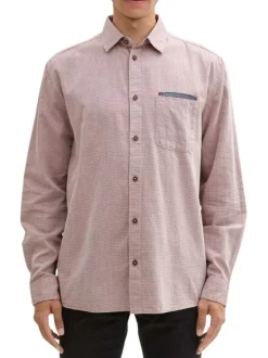 Chemise en coton bordeaux unie avec une coupe droite à col français
