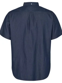 Chemise en coton brut unie avec une coupe droite et un col américain
