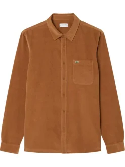 Chemise en coton camel avec un col à rabats et des manches longues