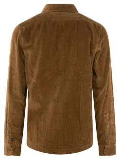 Chemise en coton camel unie coupe regular fit avec un col à revers