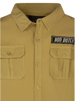 Chemise en coton camel uni pourvue d'une coupe droite et d'un col chemise