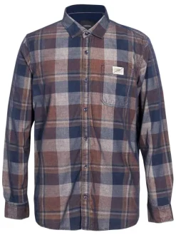 Chemise en coton à carreaux multicolores à coupe droite et un col français