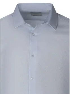 Chemise en coton ciel géométrique pourvue d'une coupe droite
