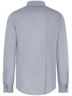 Chemise en coton ciel imprimée avec une coupe droite à col français