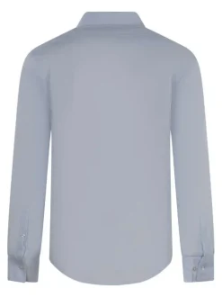 Chemise en coton ciel à motifs coupe slim col à revers et fermeture boutonnée