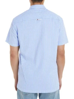 Chemise en coton ciel rayée coupe regular fit avec un col français