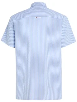 Chemise en coton ciel rayée coupe regular fit avec un col français
